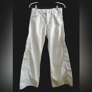 Zara 13 - 14 girls wide leg jeans pants ivory light beige stone cream